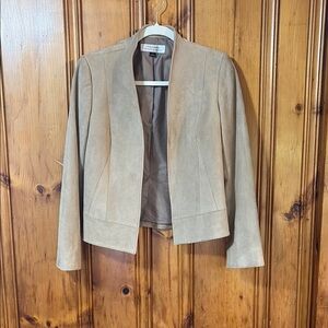 Tahari Arthur S. Levine Tan Faux Suede Blazer Suit Jacket - Size 4